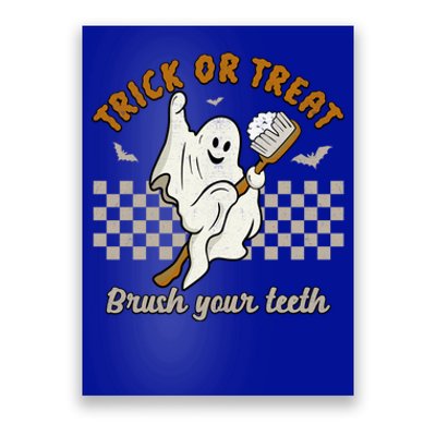 Trick Or Treat Brush Your Teeth Halloween Cute Ghost Dentist Gift Poster