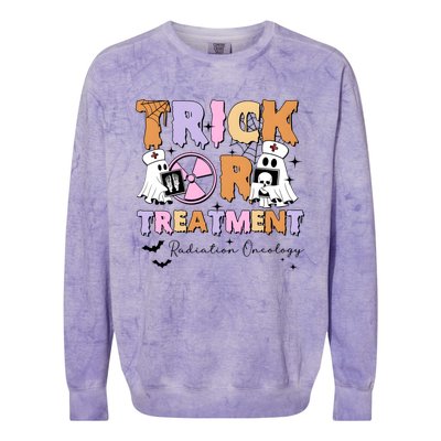 Trick Or Treatment Radiation Oncology Halloween Colorblast Crewneck Sweatshirt