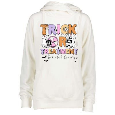 Trick Or Treatment Radiation Oncology Halloween Womens Funnel Neck Pullover Hood