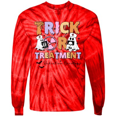 Trick Or Treatment Radiation Oncology Halloween Tie-Dye Long Sleeve Shirt