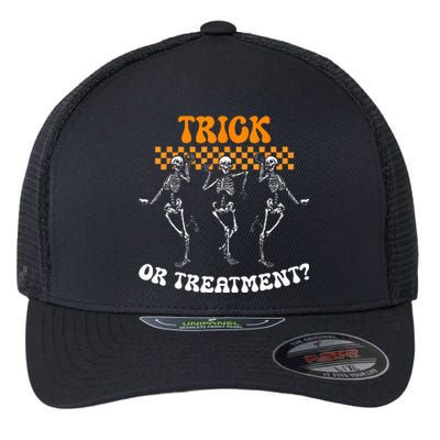 Trick Or Treatment Physical Therapy Skeleton PT Halloween Flexfit Unipanel Trucker Cap