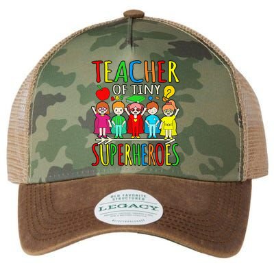 Teacher Of Tiny Superheroes First Day Back To School Graphic Legacy Tie Dye Trucker Hat