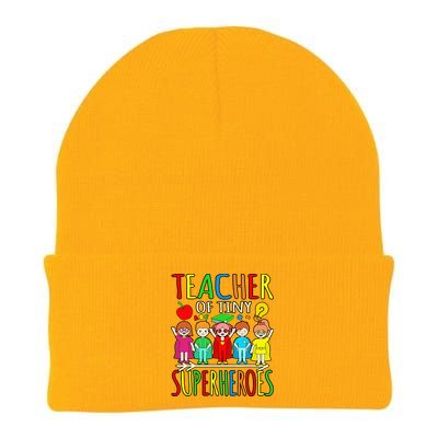 Teacher Of Tiny Superheroes First Day Back To School Graphic Knit Cap Winter Beanie