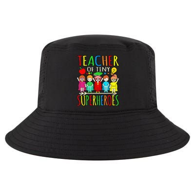 Teacher Of Tiny Superheroes First Day Back To School Graphic Cool Comfort Performance Bucket Hat