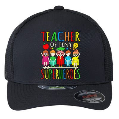 Teacher Of Tiny Superheroes First Day Back To School Graphic Flexfit Unipanel Trucker Cap