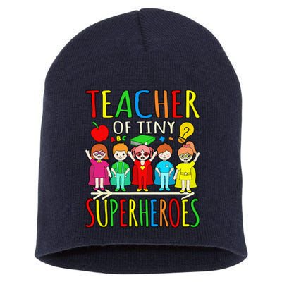 Teacher Of Tiny Superheroes First Day Back To School Graphic Short Acrylic Beanie