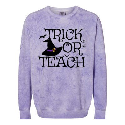 Trick Or Teach Funny Halloween Teacher Costume Humor Gift Colorblast Crewneck Sweatshirt