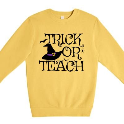 Trick Or Teach Funny Halloween Teacher Costume Humor Gift Premium Crewneck Sweatshirt