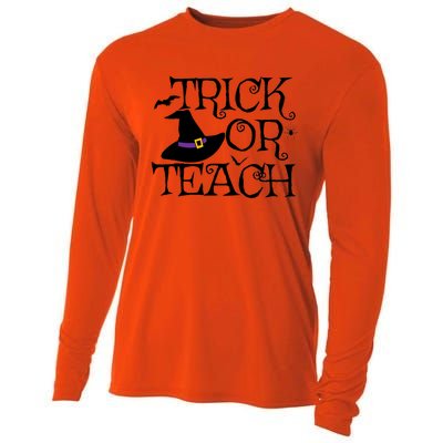 Trick Or Teach Funny Halloween Teacher Costume Humor Gift Cooling Performance Long Sleeve Crew