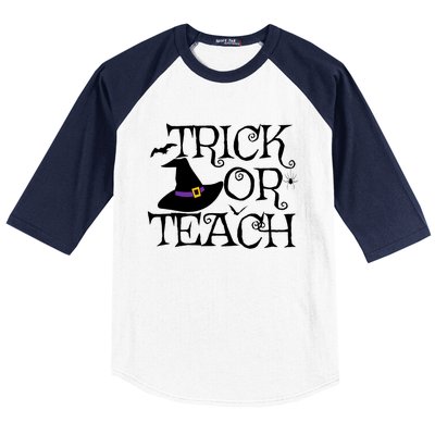 Trick Or Teach Funny Halloween Teacher Costume Humor Gift Baseball Sleeve Shirt