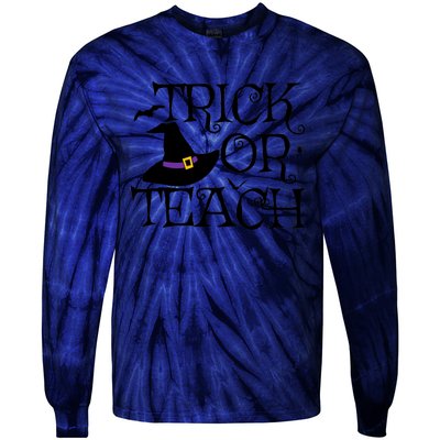 Trick Or Teach Funny Halloween Teacher Costume Humor Gift Tie-Dye Long Sleeve Shirt