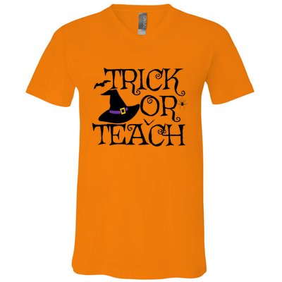 Trick Or Teach Funny Halloween Teacher Costume Humor Gift V-Neck T-Shirt