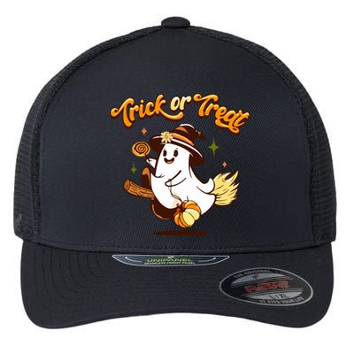 Trick Or Treat Witchy Cute Ghost For Halloween Thankgiving Gift Flexfit Unipanel Trucker Cap