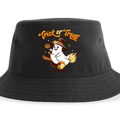 Trick Or Treat Witchy Cute Ghost For Halloween Thankgiving Gift Sustainable Bucket Hat