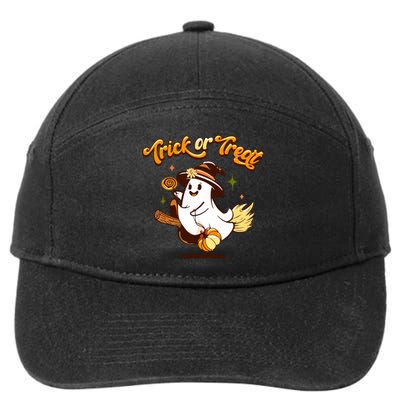 Trick Or Treat Witchy Cute Ghost For Halloween Thankgiving Gift 7-Panel Snapback Hat