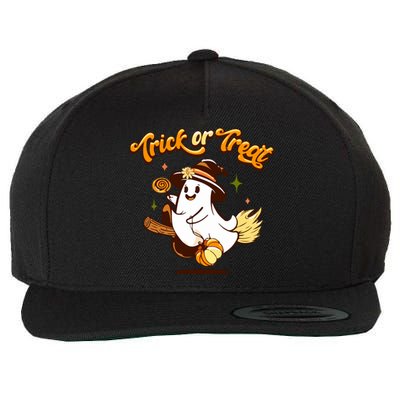 Trick Or Treat Witchy Cute Ghost For Halloween Thankgiving Gift Wool Snapback Cap