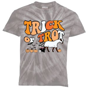 Trick Or Trot Horse Ghost Halloween Pumpkin Horseback Riding Kids Tie-Dye T-Shirt