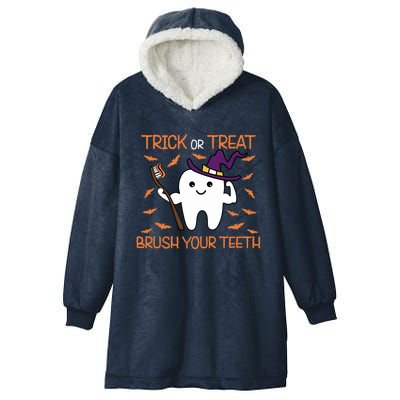 Trick Or Treat Brush Your Teeth Halloween Spooky Dentist Great Gift Hooded Wearable Blanket