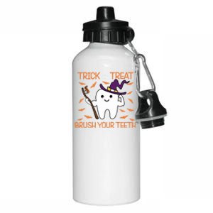 Trick Or Treat Brush Your Teeth Halloween Spooky Dentist Great Gift Aluminum Water Bottle