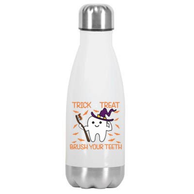 Trick Or Treat Brush Your Teeth Halloween Spooky Dentist Great Gift Stainless Steel Insulated Water Bottle