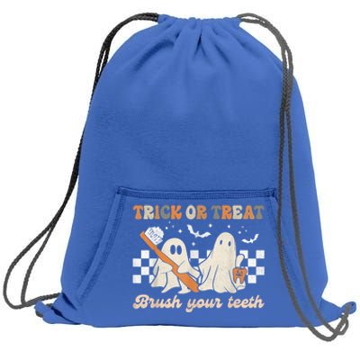 Trick Or Treat Brush Your Teeth Retro Halloween Dentist Gift Sweatshirt Cinch Pack Bag