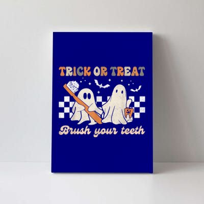 Trick Or Treat Brush Your Teeth Retro Halloween Dentist Gift Canvas