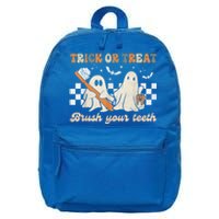 Trick Or Treat Brush Your Teeth Retro Halloween Dentist Gift 16 in Basic Backpack