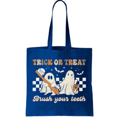 Trick Or Treat Brush Your Teeth Retro Halloween Dentist Gift Tote Bag