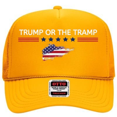 Trump Or The Tramp 2024 Vote Vance 2024 High Crown Mesh Back Trucker Hat