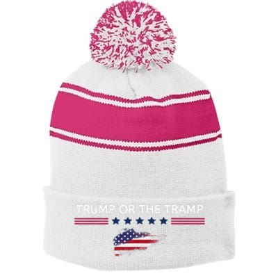 Trump Or The Tramp 2024 Vote Vance 2024 Stripe Pom Pom Beanie