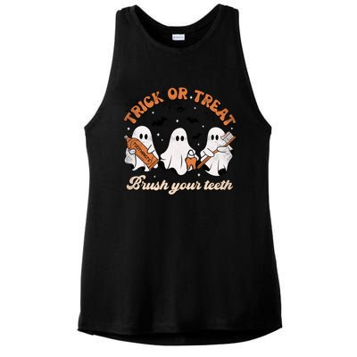 Trick Or Treat Brush Your Teeth Scary Groovy Halloween Gift Ladies PosiCharge Tri-Blend Wicking Tank