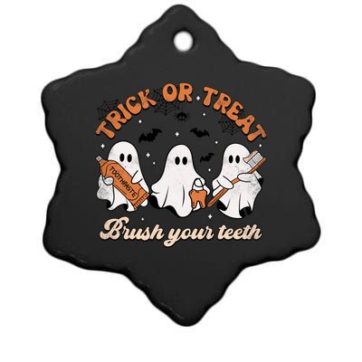 Trick Or Treat Brush Your Teeth Scary Groovy Halloween Gift Ceramic Star Ornament