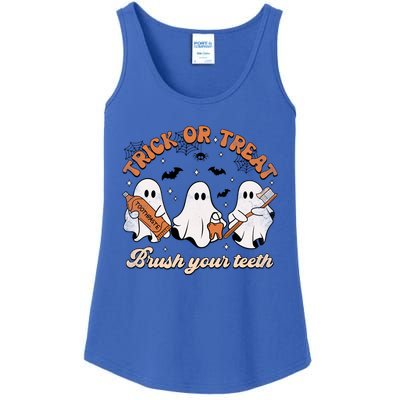 Trick Or Treat Brush Your Teeth Scary Groovy Halloween Gift Ladies Essential Tank