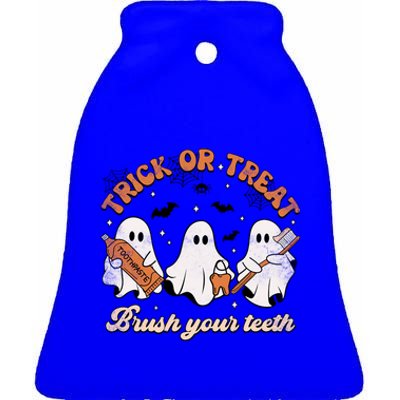 Trick Or Treat Brush Your Teeth Scary Groovy Halloween Gift Ceramic Bell Ornament