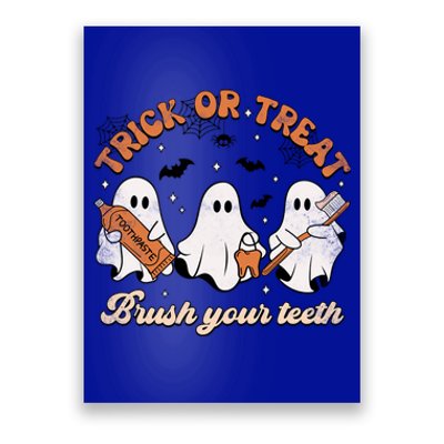 Trick Or Treat Brush Your Teeth Scary Groovy Halloween Gift Poster