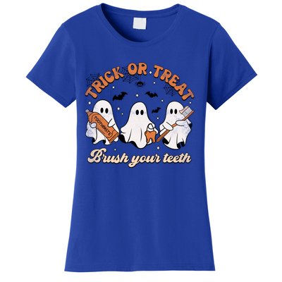 Trick Or Treat Brush Your Teeth Scary Groovy Halloween Gift Women's T-Shirt