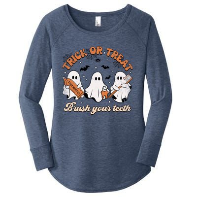 Trick Or Treat Brush Your Teeth Scary Groovy Halloween Gift Women's Perfect Tri Tunic Long Sleeve Shirt