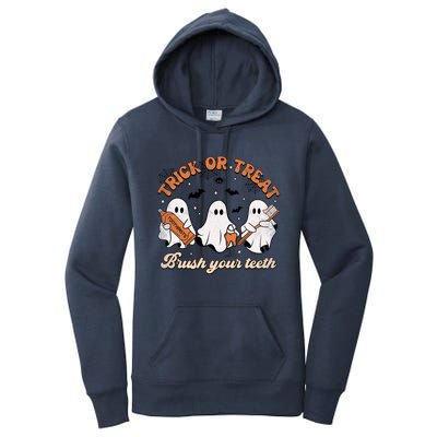 Trick Or Treat Brush Your Teeth Scary Groovy Halloween Gift Women's Pullover Hoodie