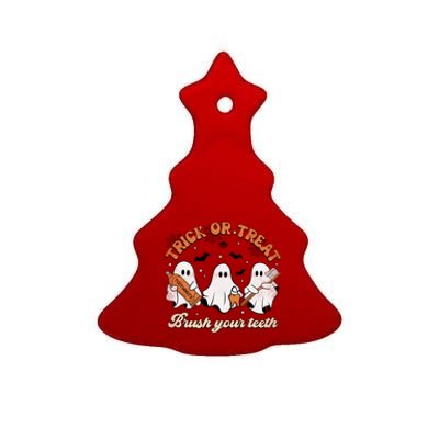 Trick Or Treat Brush Your Teeth Scary Groovy Halloween Gift Ceramic Tree Ornament