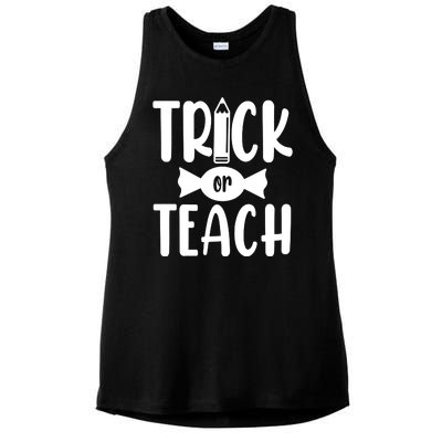 Trick Or Teach Halloween Teacher Ladies PosiCharge Tri-Blend Wicking Tank