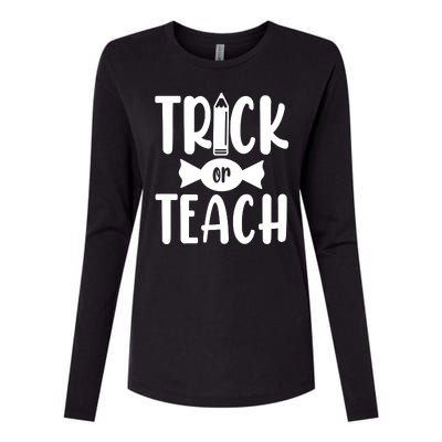 Trick Or Teach Halloween Teacher Womens Cotton Relaxed Long Sleeve T-Shirt