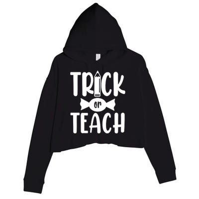 Trick Or Teach Halloween Teacher Crop Fleece Hoodie