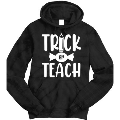 Trick Or Teach Halloween Teacher Tie Dye Hoodie