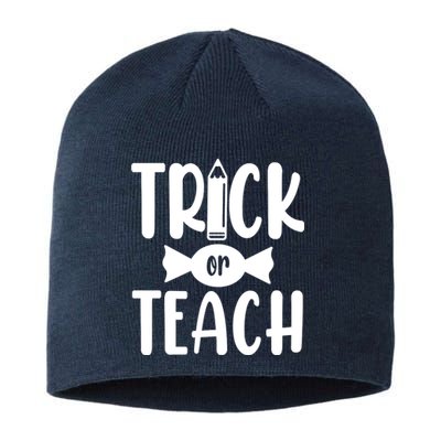 Trick Or Teach Halloween Teacher Sustainable Beanie