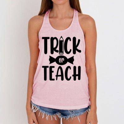 Trick Or Teach Halloween Teacher Women's Knotted Racerback Tank