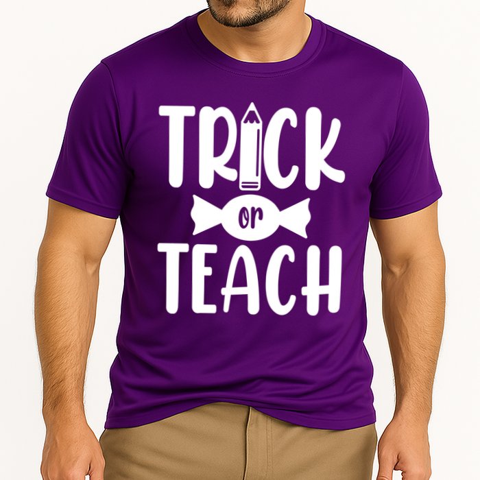 Trick Or Teach Halloween Teacher Cooling Performance Crew T-Shirt