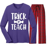 Trick Or Teach Halloween Teacher Women's Long Sleeve Flannel Pajama Set 