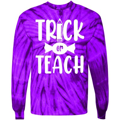 Trick Or Teach Halloween Teacher Tie-Dye Long Sleeve Shirt