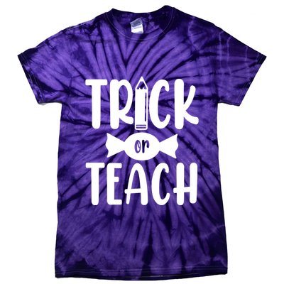 Trick Or Teach Halloween Teacher Tie-Dye T-Shirt