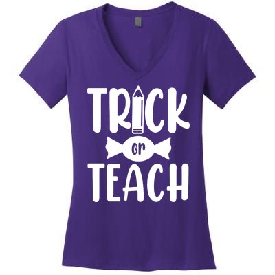 Trick Or Teach Halloween Teacher Women's V-Neck T-Shirt